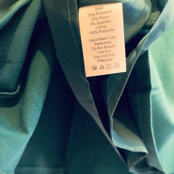 fully lined Lark & Ro inverted pleat fitted A line fir green dress cap sleeves - Picture 13 of 15